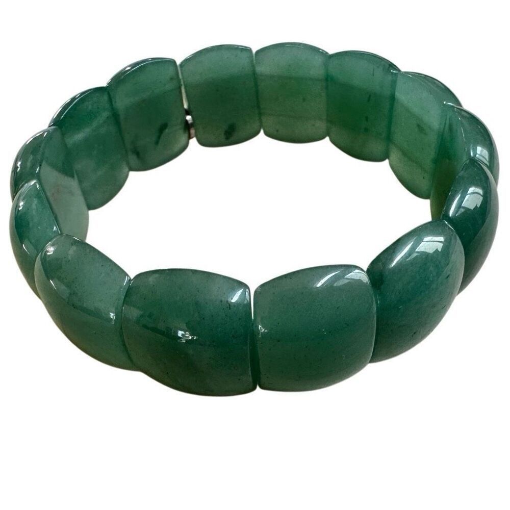 Sterling Silver & Aventurine Chunky Stretch Bracelet